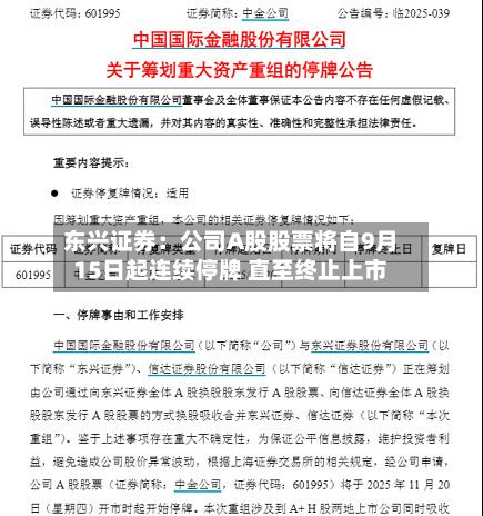 东兴证券:公司A股股票将自9月15日起连续停牌 直至终止上市-第3张图片