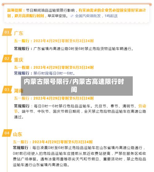 内蒙古限号限行/内蒙古高速限行时间