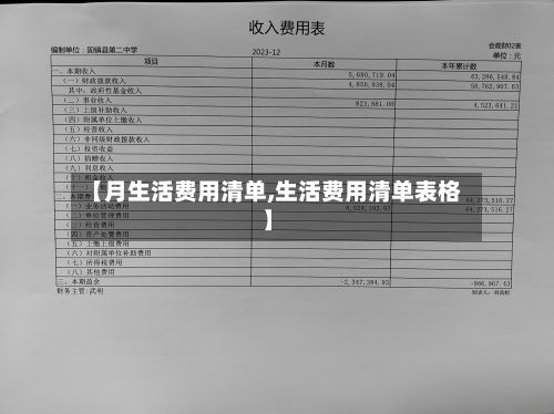【月生活费用清单,生活费用清单表格】