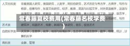 常春藤夏校费用(常春藤名校学费)-第3张图片